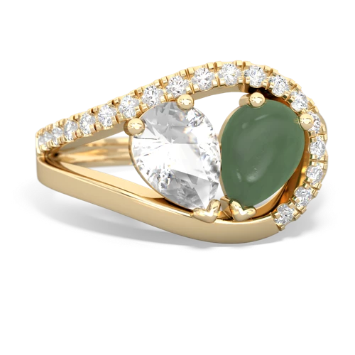 white topaz-jade pave heart ring