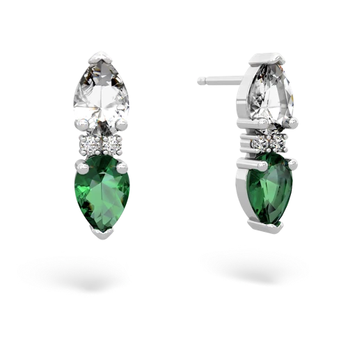 white topaz-lab emerald bowtie earrings
