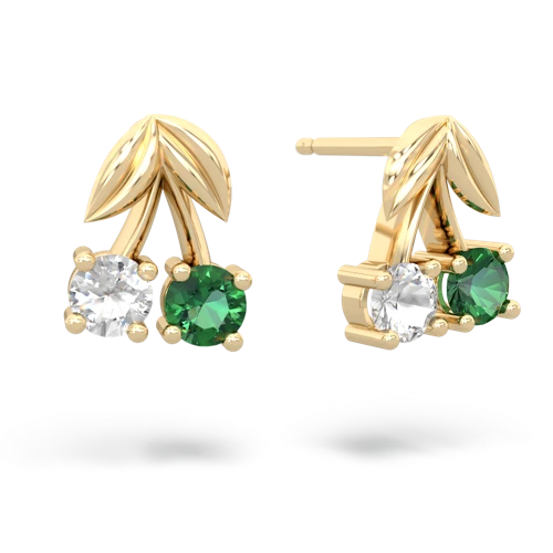 white topaz-lab emerald cherries earrings