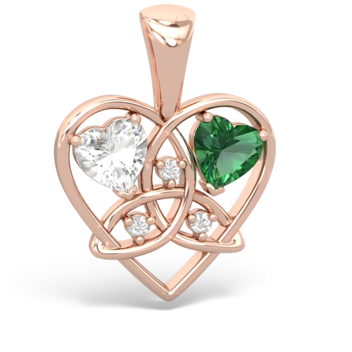 white topaz-lab emerald celtic heart pendant