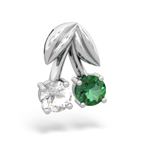 white topaz-lab emerald cherries pendant