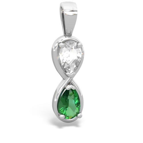 white topaz-lab emerald infinity pendant