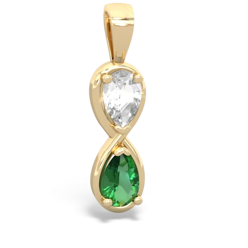 white topaz-lab emerald infinity pendant