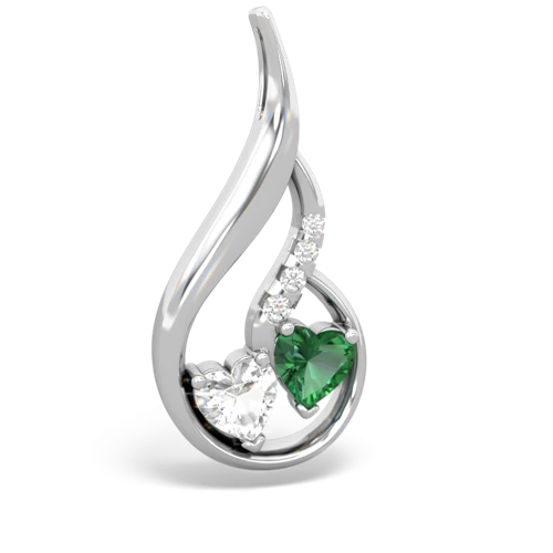 white topaz-lab emerald keepsake swirl pendant
