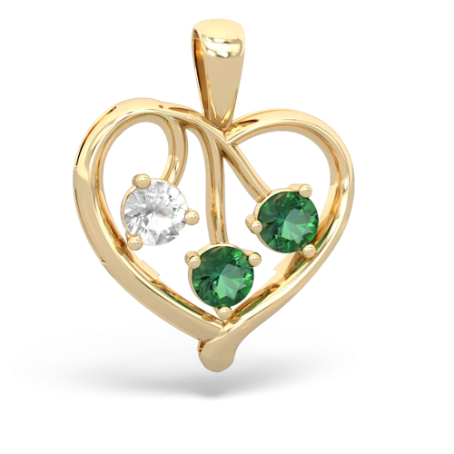 white topaz-lab emerald love heart pendant