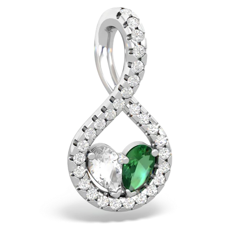 white topaz-lab emerald pave twist pendant