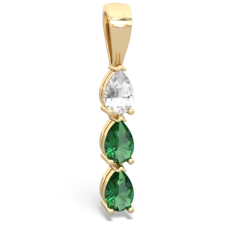 White Topaz Genuine White Topaz with Lab Created Emerald and Genuine Black Onyx Three Stone pendant Pendant