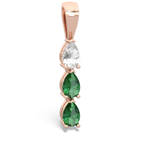 white topaz-lab emerald three stone pendant