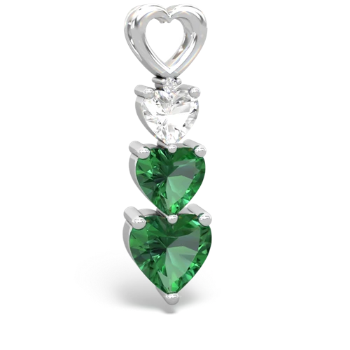 white topaz-lab emerald three stone pendant