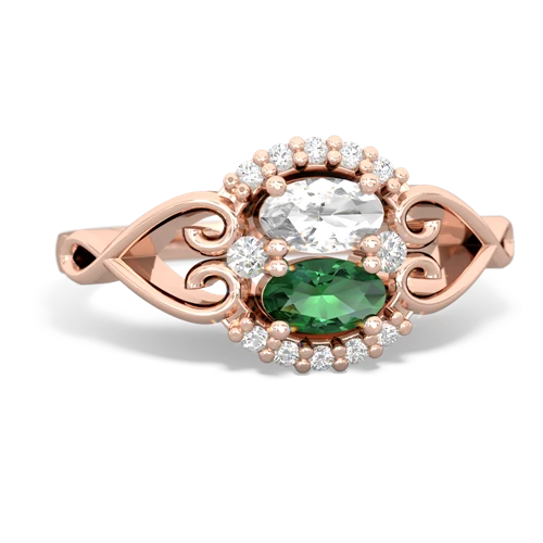 white topaz-lab emerald antique keepsake ring