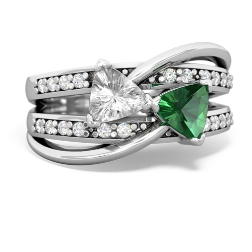 white topaz-lab emerald couture ring