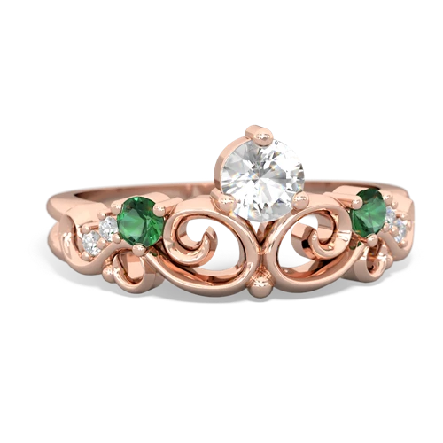 white topaz-lab emerald crown keepsake ring
