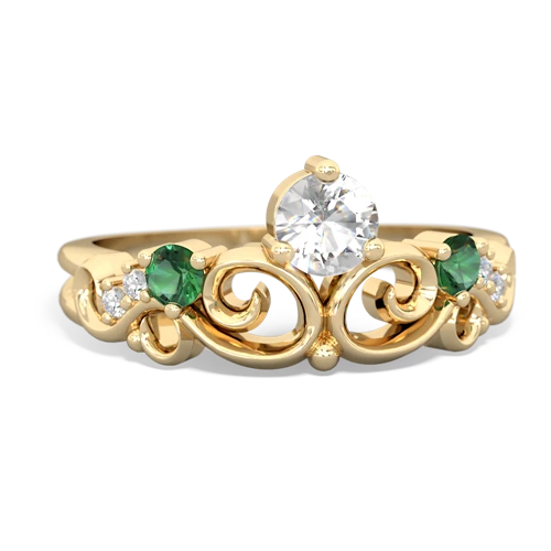 white topaz-lab emerald crown keepsake ring