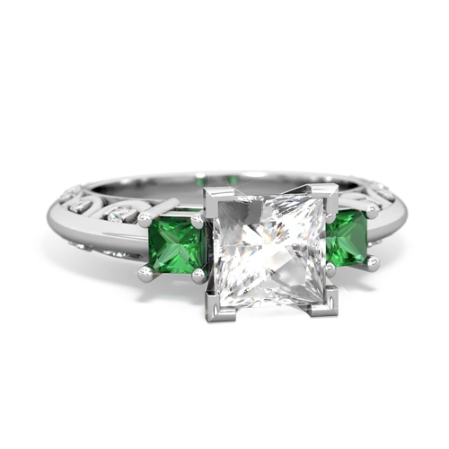 white topaz-lab emerald engagement ring