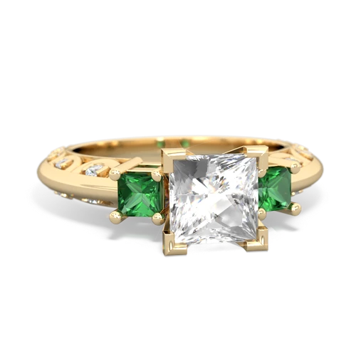 white topaz-lab emerald engagement ring