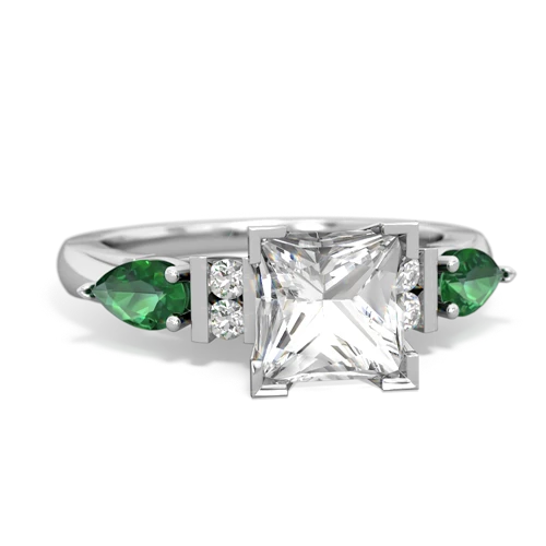 white topaz-lab emerald engagement ring