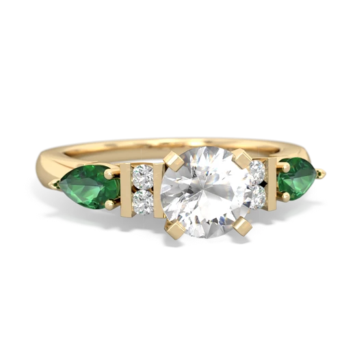 White Topaz Genuine White Topaz with Lab Created Emerald and Genuine Aquamarine Engagement ring Ring