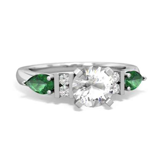 white topaz-lab emerald engagement ring