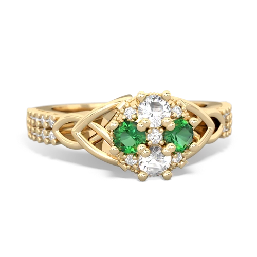 white topaz-lab emerald engagement ring