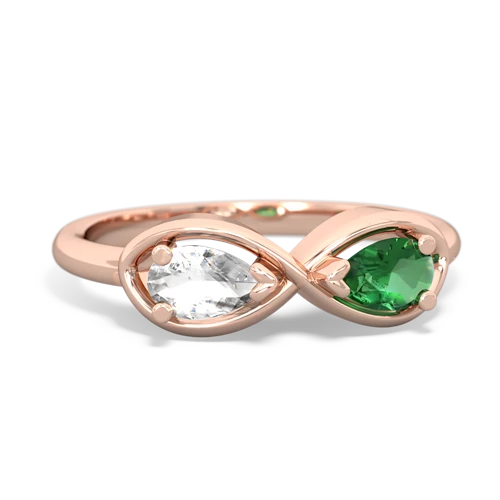 white topaz-lab emerald infinity ring