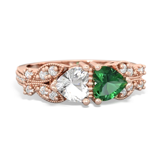 white topaz-lab emerald keepsake butterfly ring