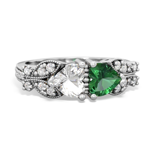 white topaz-lab emerald keepsake butterfly ring