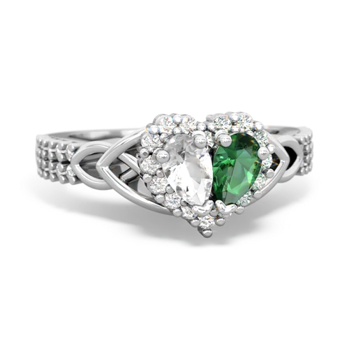 white topaz-lab emerald keepsake engagement ring