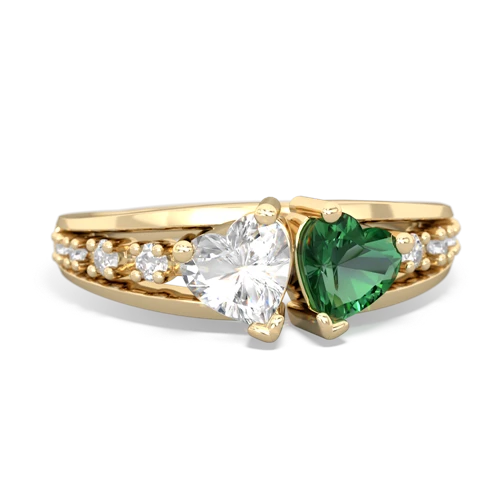 white topaz-lab emerald modern ring