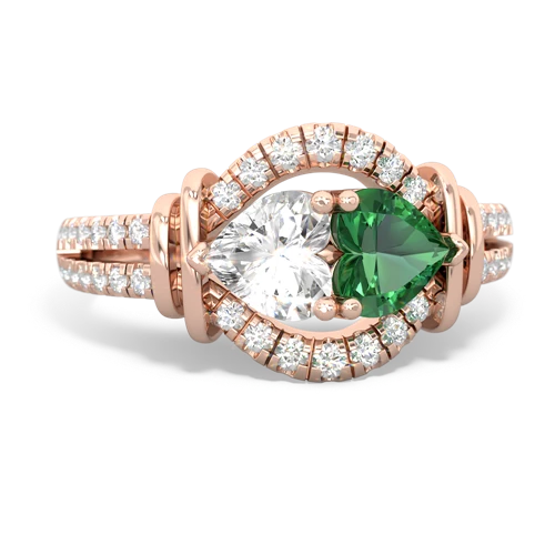 white topaz-lab emerald pave keepsake ring