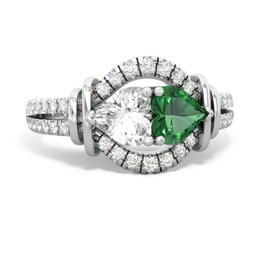 white topaz-lab emerald pave keepsake ring