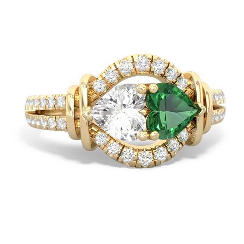 white topaz-lab emerald pave keepsake ring