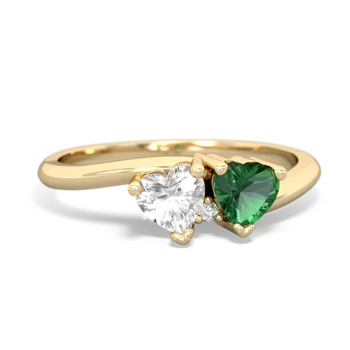 white topaz-lab emerald sweethearts promise ring