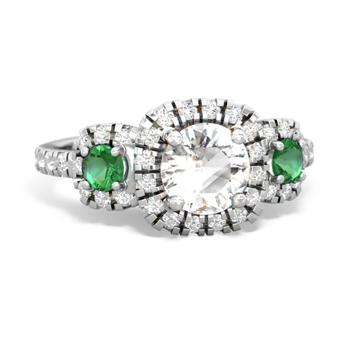 white topaz-lab emerald three stone regal ring