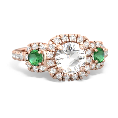 white topaz-lab emerald three stone regal ring