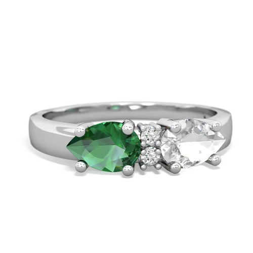 white topaz-lab emerald timeless ring