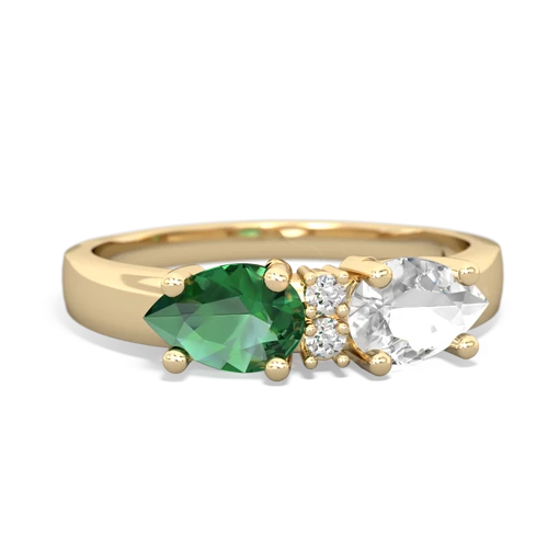 white topaz-lab emerald timeless ring