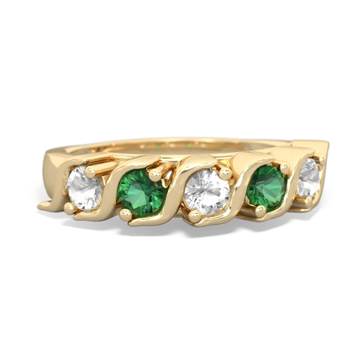 white topaz-lab emerald timeless ring