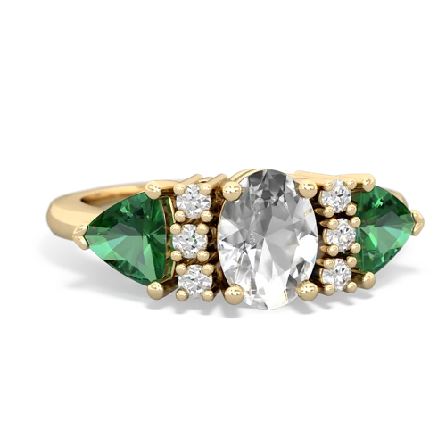 white topaz-lab emerald timeless ring