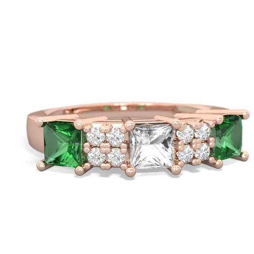White Topaz Genuine White Topaz with Lab Created Emerald and Genuine Aquamarine Three Stone ring Ring