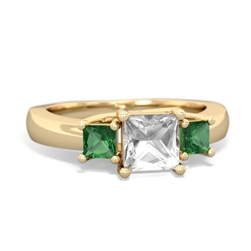 white topaz-lab emerald timeless ring