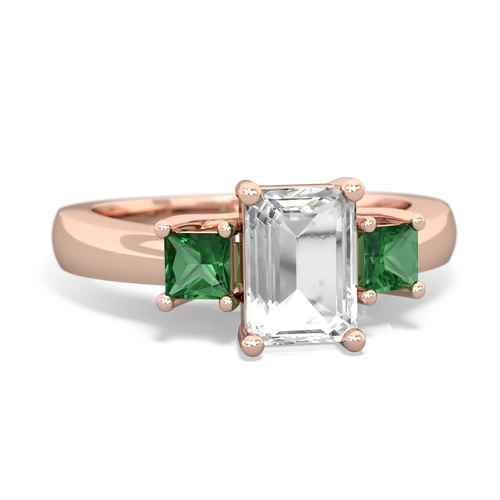 white topaz-lab emerald timeless ring