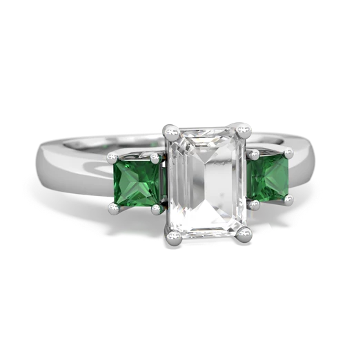 white topaz-lab emerald timeless ring