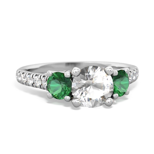 White Topaz Genuine White Topaz with Lab Created Emerald and Genuine Aquamarine Pave Trellis ring Ring