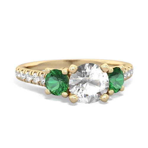 white topaz-lab emerald trellis pave ring