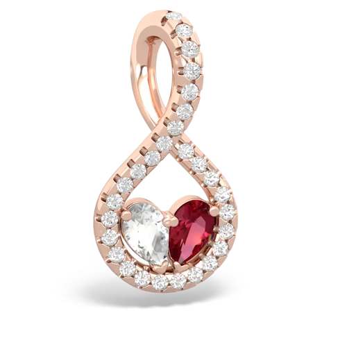 white topaz-lab ruby pave twist pendant