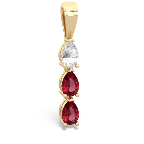 White Topaz Genuine White Topaz with Lab Created Ruby and Genuine Opal Three Stone pendant Pendant