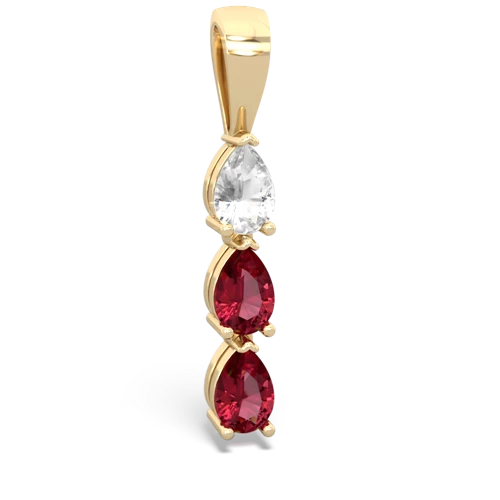 white topaz-lab ruby three stone pendant