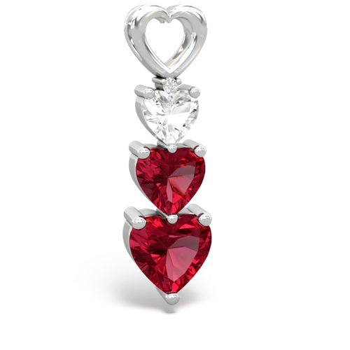 white topaz-lab ruby three stone pendant