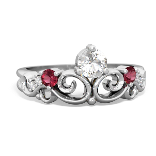 white topaz-lab ruby crown keepsake ring