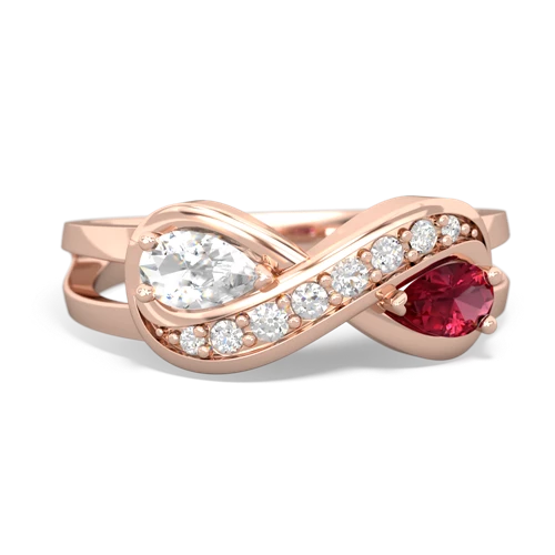 white topaz-lab ruby diamond infinity ring